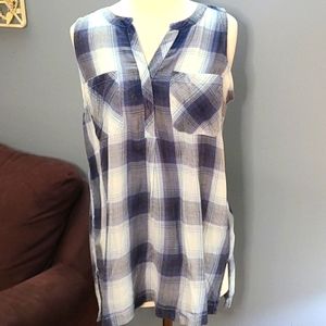 Sleeveless Pullover Tunic in Blue Plaid by Sonoma New Without Tags